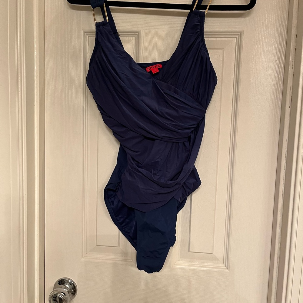 Spanx navy one piece bathing suit
